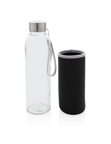 Botella de vidrio con funda de neopreno