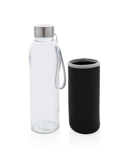 Botella de vidrio con funda de neopreno