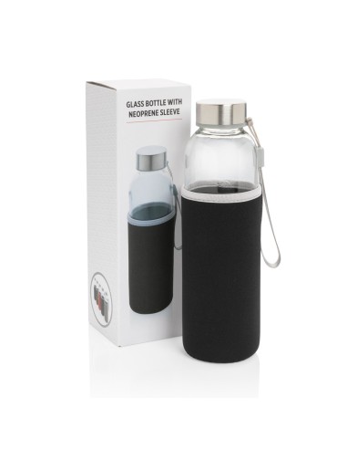 Botella de vidrio con funda de neopreno