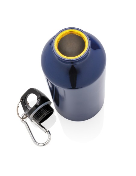 Botella deportiva de aluminio reutilizable con mosquetón