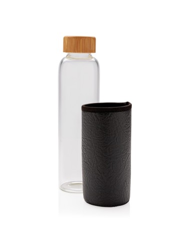 Botella de vidrio de borosilicato con funda de...