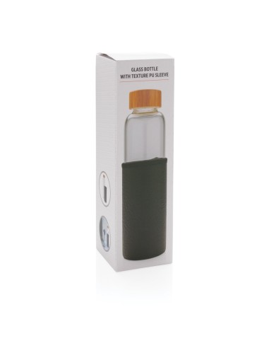 Botella de vidrio de borosilicato con funda de...