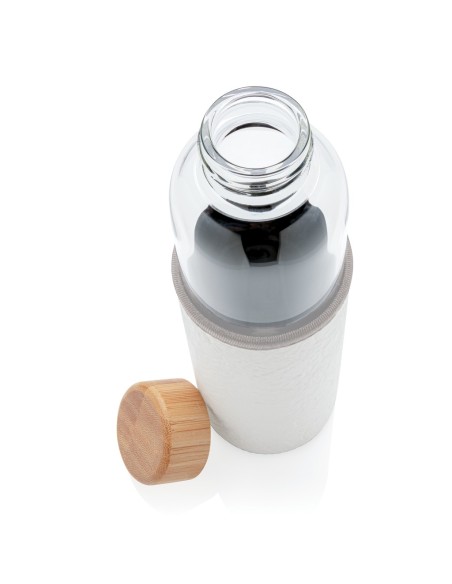 Botella de vidrio de borosilicato con funda de PU texturizad