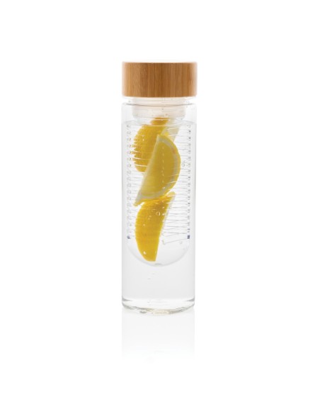 Botella infusora con tapa de bambú