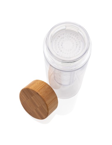 Botella infusora con tapa de bambú