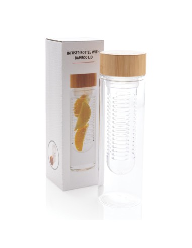 Botella infusora con tapa de bambú