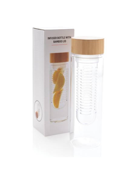 Botella infusora con tapa de bambú