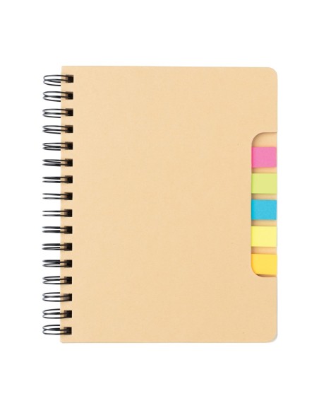 Libreta espiral A5 Kraft con notas adhesivas