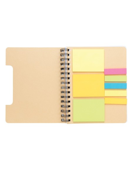 Libreta espiral A5 Kraft con notas adhesivas