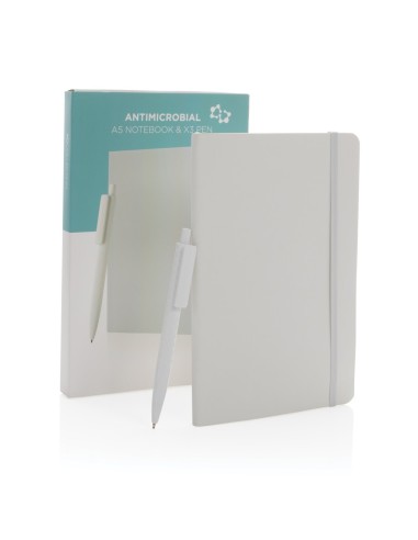 Libreta A5 antimicrobiana y set bolígrafos X3