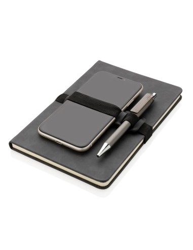 Cuaderno A5 de PU de tapa dura con soporte para...