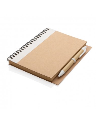 Cuaderno de espiral kraft con bolígrafo