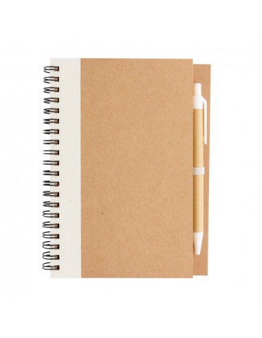 Cuaderno de espiral kraft con bolígrafo