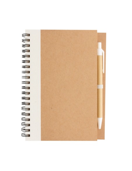 Cuaderno de espiral kraft con bolígrafo