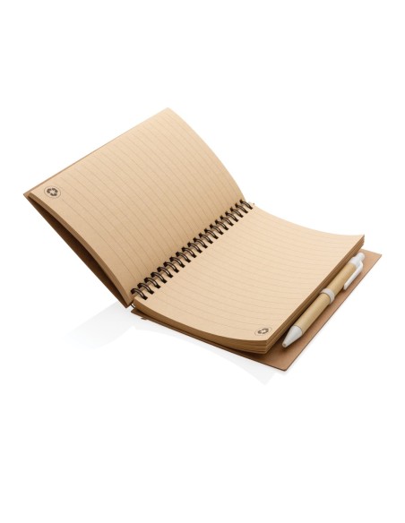 Cuaderno de espiral kraft con bolígrafo