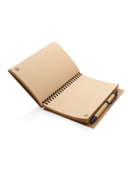Cuaderno de espiral kraft con bolígrafo