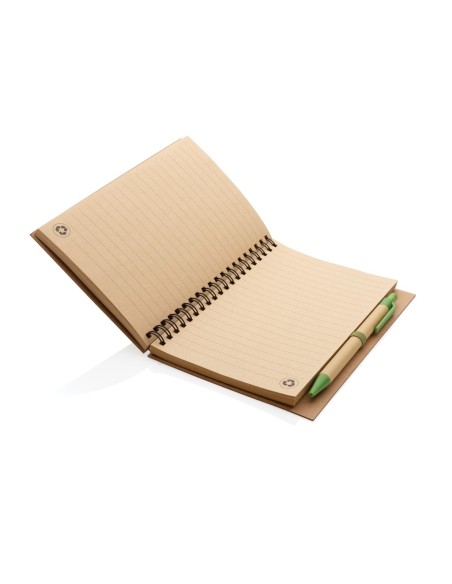 Cuaderno de espiral kraft con bolígrafo