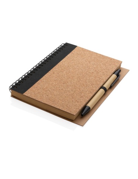 Cuaderno espiral de corcho con bolígrafo