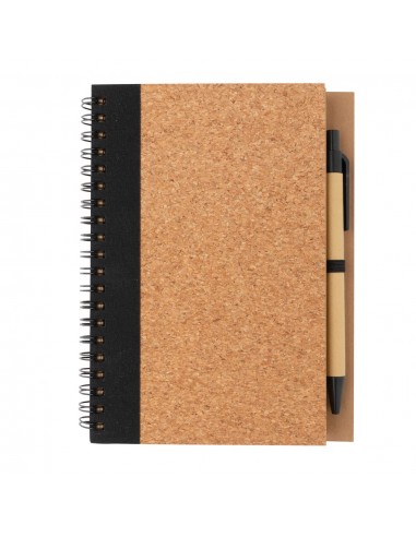 Cuaderno espiral de corcho con bolígrafo