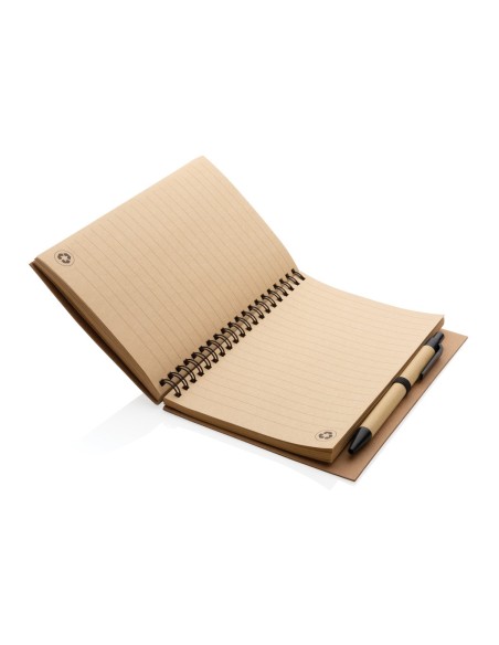 Cuaderno espiral de corcho con bolígrafo