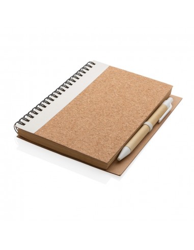 Cuaderno espiral de corcho con bolígrafo