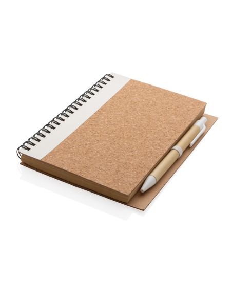 Cuaderno espiral de corcho con bolígrafo