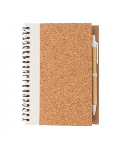 Cuaderno espiral de corcho con bolígrafo