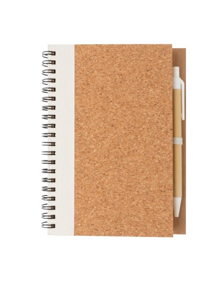 Cuaderno espiral de corcho con bolígrafo