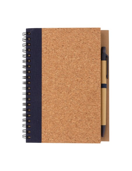Cuaderno espiral de corcho con bolígrafo
