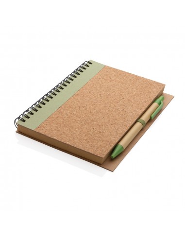 Cuaderno espiral de corcho con bolígrafo