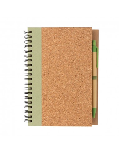 Cuaderno espiral de corcho con bolígrafo