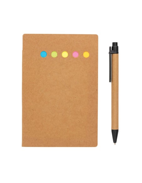 Cuaderno de notas adhesivas Kraft A6 con bolígrafo
