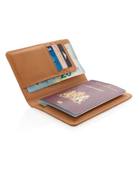 Cartera pasaporte RFID de corcho
