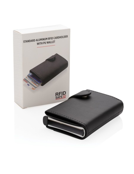 Tarjetero RFID de aluminio estándar con billetera de PU