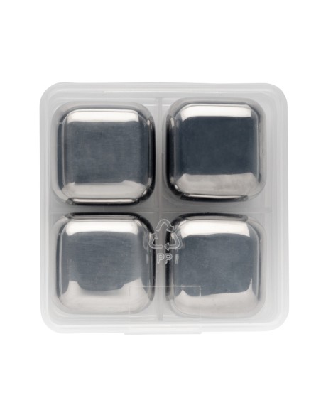 4 Cubitos de hielo reutilizables de acero inoxidable