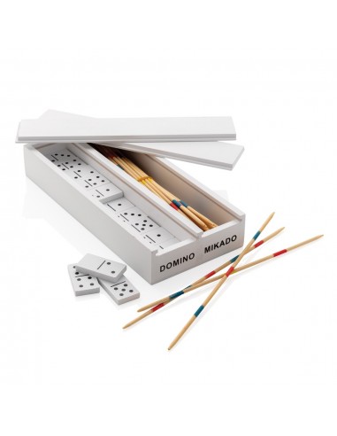 Juego Mikado/Domino en caja de madera