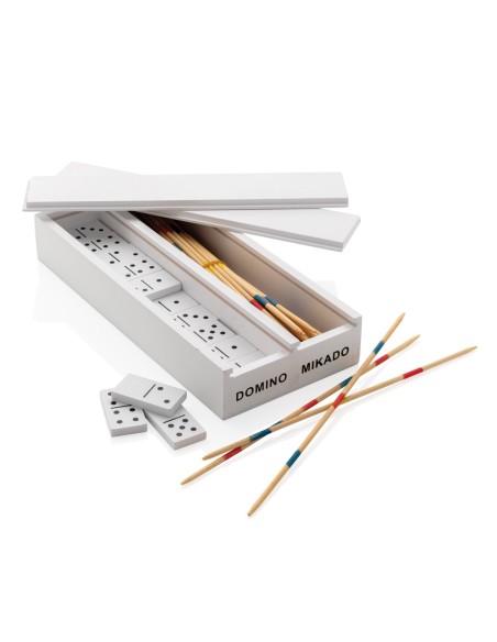 Juego Mikado/Domino en caja de madera