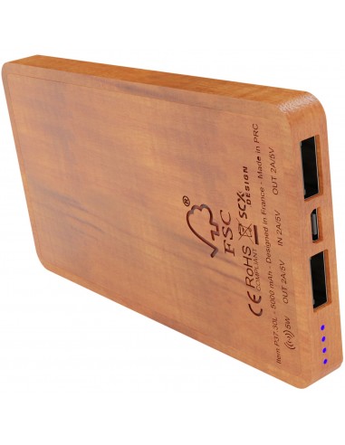 Batería externa inalámbrica de madera de 5000 mAh luminosa "SCX.design P37"