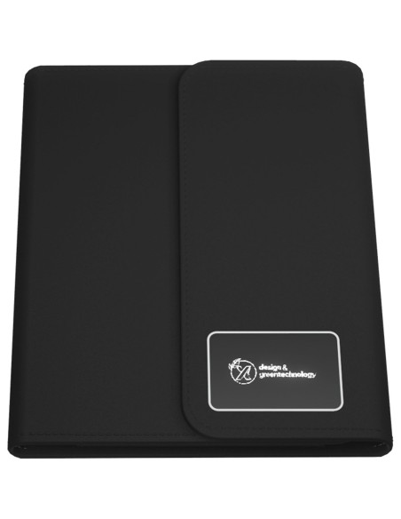 Libreta A5 con batería externa inalámbrica de 5 W y 4000 mAh y logotipo retroiluminado "SCX.design O18"