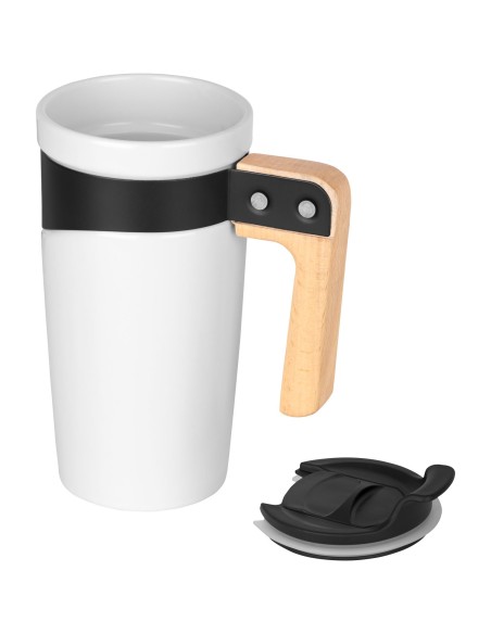 Taza de cerámica con asa de madera de 475 ml “Grotto”