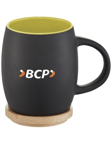 Taza de cerámica de 400 ml con base de madera...
