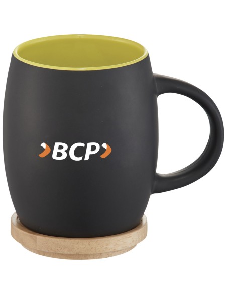 Taza de cerámica de 400 ml con base de madera "Hearth"