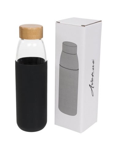 Botella de vidrio de 540 ml con tapón de madera...