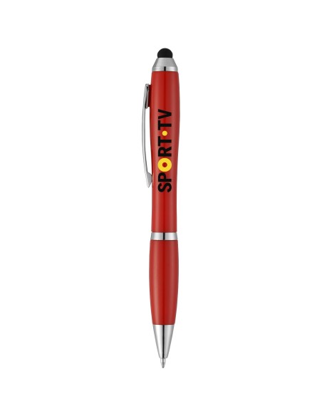 Bolígrafo con stylus con cuerpo y empuñadura del mismo color con acabados cromados “Nash”