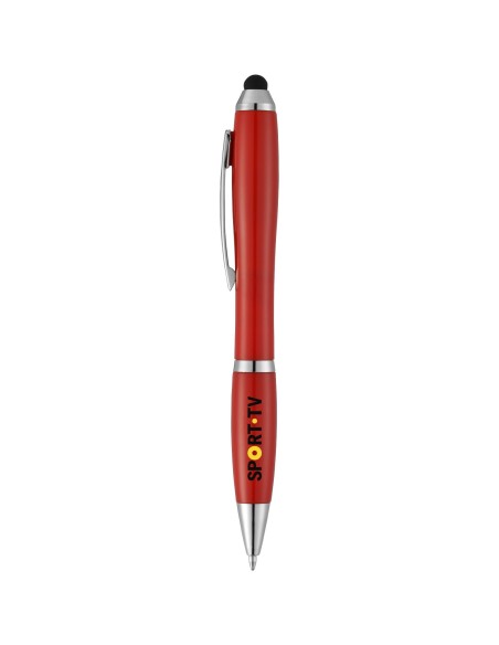 Bolígrafo con stylus con cuerpo y empuñadura del mismo color con acabados cromados “Nash”