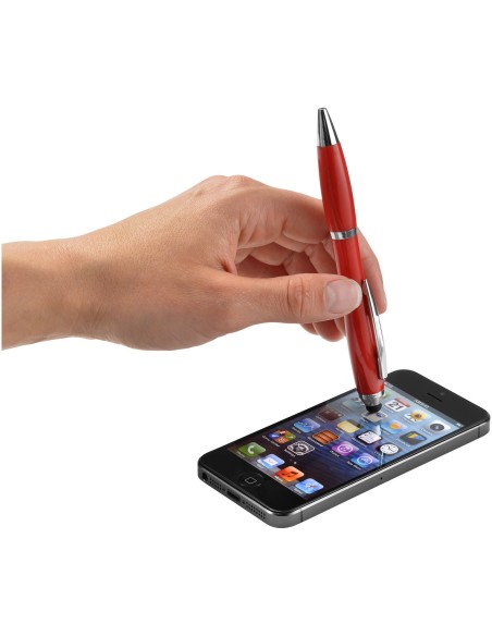 Bolígrafo con stylus con cuerpo y empuñadura del mismo color con acabados cromados “Nash”