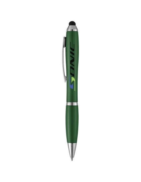 Bolígrafo con stylus con cuerpo y empuñadura del mismo color con acabados cromados “Nash”