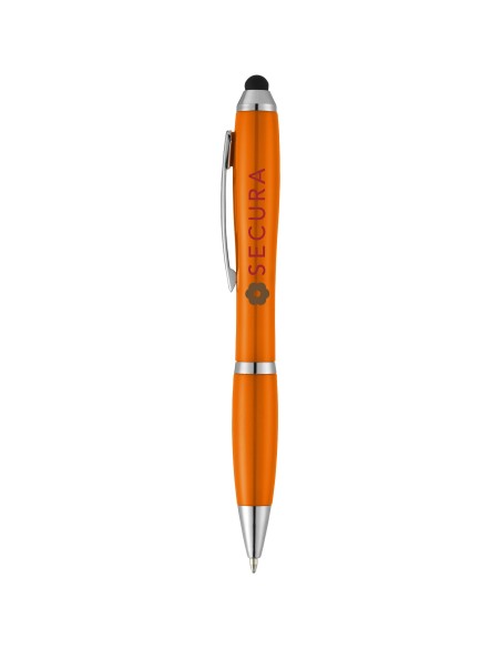 Bolígrafo con stylus con cuerpo y empuñadura del mismo color con acabados cromados “Nash”