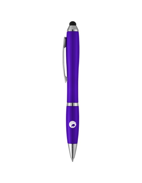 Bolígrafo con stylus con cuerpo y empuñadura del mismo color con acabados cromados “Nash”