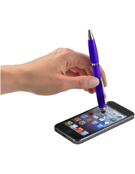 Bolígrafo con stylus con cuerpo y empuñadura del mismo color con acabados cromados “Nash”